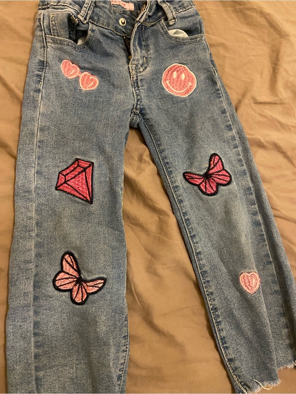 X2 Girls Denim Embroidered / Patches Jeans with Bambi and butterfly design. - Picture 2 of 7